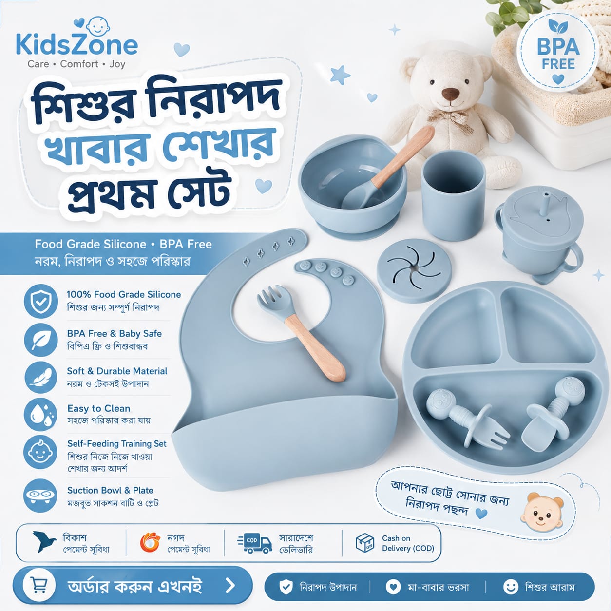10-Piece Baby Feeding Set (Mint Green)