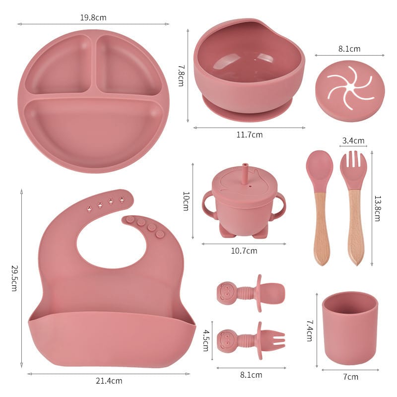 10-Piece Baby Feeding Set - ( Dusty Rose)